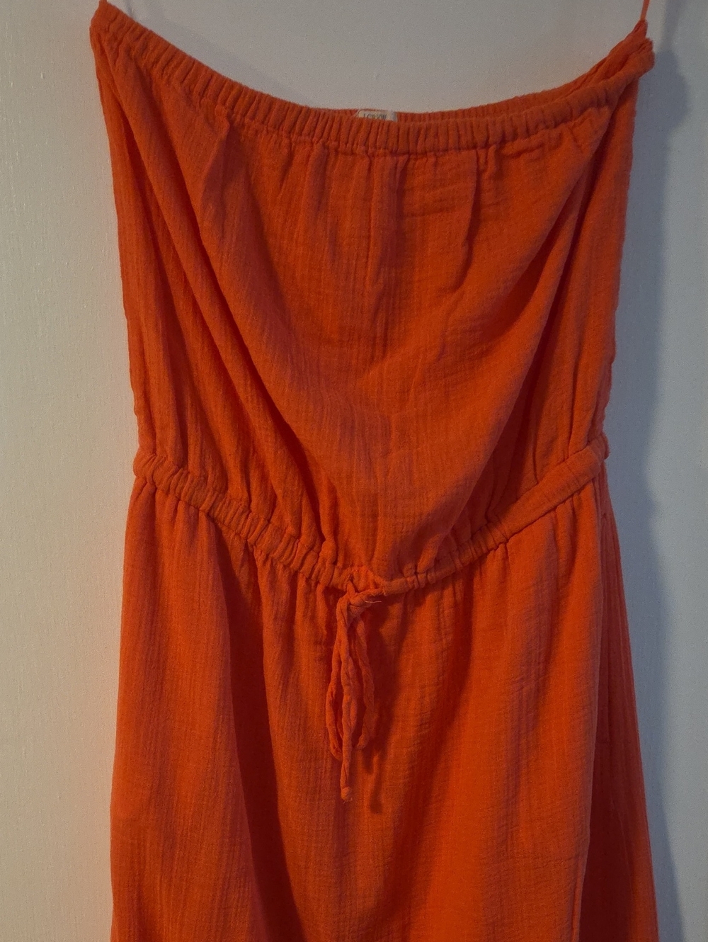 J. Crew Orange Strapless Drawstring Sundress
